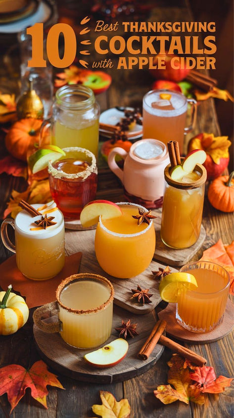 Discover the 10 Best Thanksgiving Cocktails with Apple Cider for a Cozy 
Celebration! Elevate your holiday gatherings with these delightful apple 
cider drinks that embody the spirit of fall. From warm cocktails for autumn 
to festive drink ideas, our holiday cocktail recipes are perfect for 
creating a welcoming atmosphere. Cheers to cozy fall beverages that will 
impress your guests and make your Thanksgiving unforgettable! Hot Toddy With Apple Cider, Thanksgiving Cocktails Apple Cider, Apple Cider Holiday Drink, Warm Thanksgiving Drinks, Apple Cider Thanksgiving Cocktail, Sparkling Cider Drinks, Cocktails With Apple Cider, Thanksgiving Beverages, Apple Cider Drinks