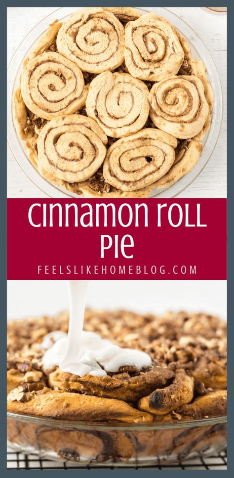 Cinnamon Roll Pie, Cinnamon Roll Crust, Gooey Cinnamon Rolls, Pie Crust From Scratch, Cinnamon Roll Recipe Homemade, Air Fried Food, Cinnamon Recipes, Baking Project, No Bake Pies