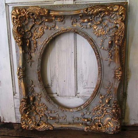 Gold Wall, Anita Spero Design, Ornate Picture Frames, Antique Picture Frames, Antique Pictures, Diy Picture Frames, Antique Frames, French Farmhouse, Ornate Frame