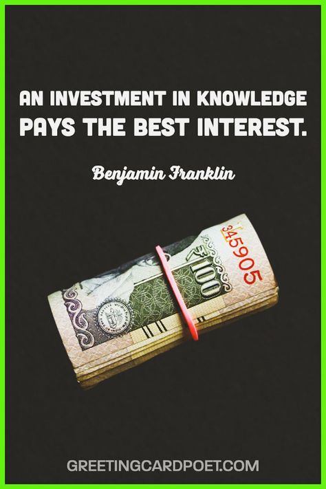 "An investment in knowledge pays the best interest." -- Ben Franklin Check out 117 of the best investing quotes. #quotes #investing #investments Investing Quotes, News South Africa, Investment Quotes, Motivational Quotes For Women, Ben Franklin, Quotes Quotes, Inspirational Quotes Motivation, Woman Quotes, Great Quotes