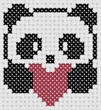 Preview of Simple cross stitch patterns: Panda Love Cross Stitch Panda Pattern, Panda Cross Stitch Pattern Free, Geek Cross Stitch Patterns Free, Simple Cross Stitch Designs, Cute Animal Cross Stitch, Easy Cross Stitch Patterns Free Simple, Cross Stitch Patterns Simple, Cute Cross Stitch Patterns Free, Easy Cross Stitch Patterns For Beginners