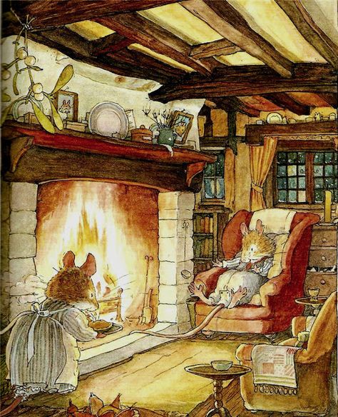 Brambly Hedge by Jill Barklem - Mouse House Interior | Content in a Cottage Maus Illustration, Jill Barklem, Brambly Hedge, 동화 삽화, Storybook Art, Art Fantaisiste, Fairytale Art, Art Et Illustration, Art And Illustration