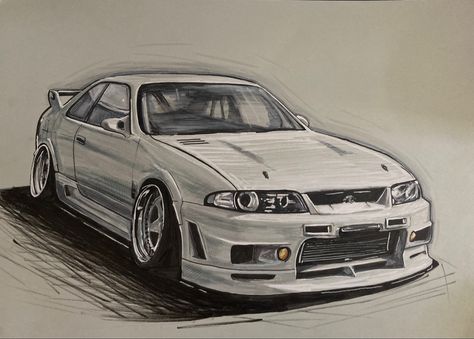 #drawing #cardrawing #nissan #drawingnissan #nissanskyline Nissan Skyline Sketch, Nissan Skyline Drawing, Nissan Gtr Drawing, Gtr Drawing, Skyline Drawing, Nissan Skyline R33, Skyline R33, Silvia S15, Cool Car Drawings