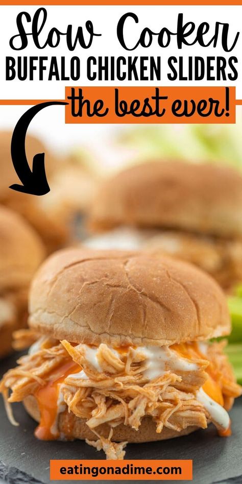 Mississippi Chicken Crockpot, Buffalo Chicken Sliders Crock Pot, Crockpot Sliders, Buffalo Chicken Recipes Crockpot, Easy Crockpot Buffalo Chicken, Crock Pot Sandwiches, Buffalo Chicken Sliders Recipes, Crock Pot Buffalo Chicken, Buffalo Chicken Dip Crock Pot