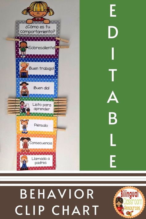 Classroom Control, Bilingual Classroom Decor, Bilingual Activities, Behavior Management Strategies, Effective Classroom Management, Behaviour Strategies, Organized Teachers, Bilingual Classroom, Behavior Chart