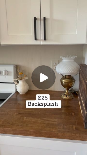 𝑨𝒎𝒃𝒆𝒓 on Instagram: "When deciding to do the backsplash in the kitchen I wanted the easy option 🤣   I didn’t want to pull out the power tools, adjust the sockets and everything else that goes along with adding wood bead board to your walls.  So I decided to go the wallpaper route and am pleasantly surprised with it.!  …. #diy #kitchenbacksplash #cottagekitchen #countrykitchen #beadboard #diyonabudget #simpleliving #kitchenmakeover #kitchendiy" Bead Board Backsplash Kitchen Ideas, Beadboard Backsplash Kitchen, Beadboard Kitchen Backsplash, Beadboard Kitchen, Beadboard Wallpaper, Bead Board Walls, Beadboard Backsplash, Home Remodeling Diy, Bead Board