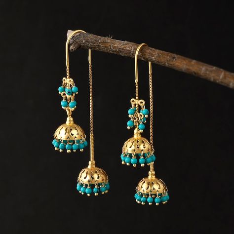 Unique Wedding Earrings, Grey Pearl Earrings, Gold Earrings Models, Gold Jewellry, Silver Jewellery Indian, Fake Jewelry, Gold Jewelry Stores, Jhumki Earrings, Indian Earrings