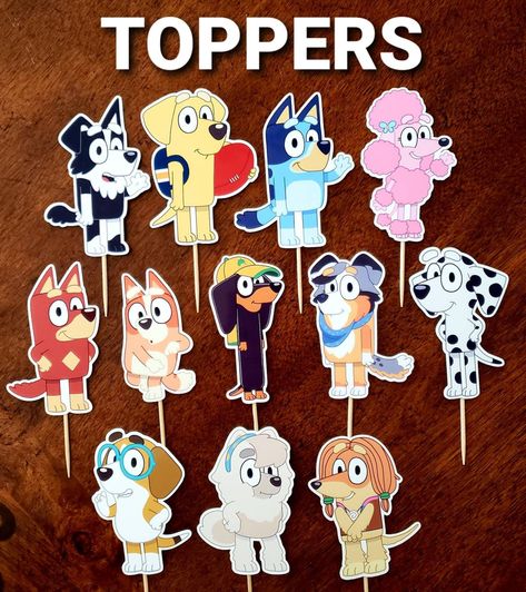 Bluey Cupcake Toppers Bluey Cupcake Picks Bluey Cake Topper image and visual related images Bluey Cake Topper Printable Free, Bluey Cupcake Toppers, Bluey Cake Topper, Fiesta Bluey, Bluey Birthday, Bag Toppers, Cupcake Picks, Related Images, Treat Bags