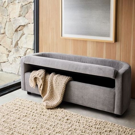 Toy Room Storage, Modern Storage Bench, Indoor Benches, Storage Bench With Cushion, Padded Bench, Storage Bench Bedroom, Upholstered Storage Bench, Concept Board, Interior Renovation