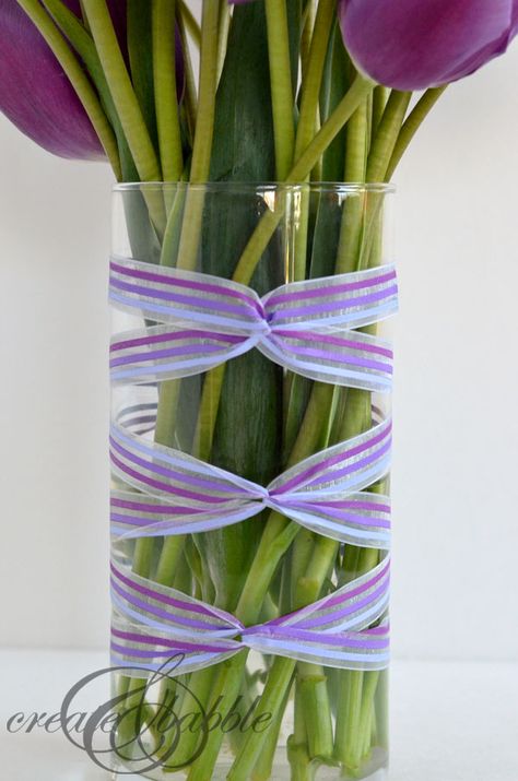 Ribbon Around Vase, Wrapping Bottles, Cylinder Vase Centerpiece, Ribbon Basket, Bud Vases Arrangements, Vase Ideas, Event Decor Direct, Gala Ideas, Glass Cylinder Vases