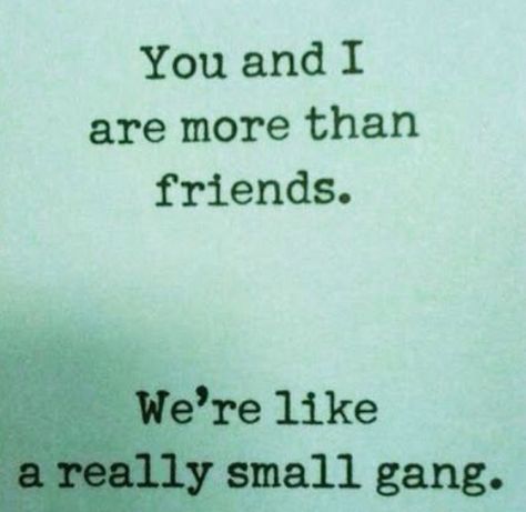 We're like a really small gang! Best Funny Quotes Ever, Funniest Quotes Ever, Best Funny Quotes, Gang Members, Besties Quotes, Bff Quotes, Friend Quotes, Friends Quotes Funny, Best Friend Quotes