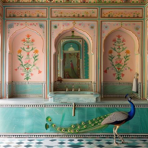 Indian Minimalist Interior, Hyderabadi Aesthetic, Peacock Interior Design, Lounge Backdrop, Jaipur Architecture, India Interior Design, Greek Interior Design, Moroccan Style Home, Interior Design Indian