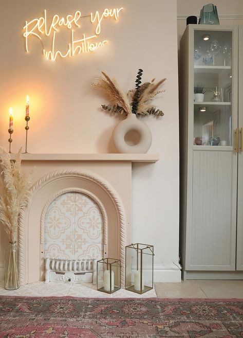 DIY: Fake your own fireplace with this clever hack to add period charm to any room Diy False Fireplace, Diy Fake Fireplace, Fireplace Focal Point, Porcelain Superstore, Fake Fire, Tile Adhesive, Faux Fireplace Diy, Tile Spacers, Fire Surround