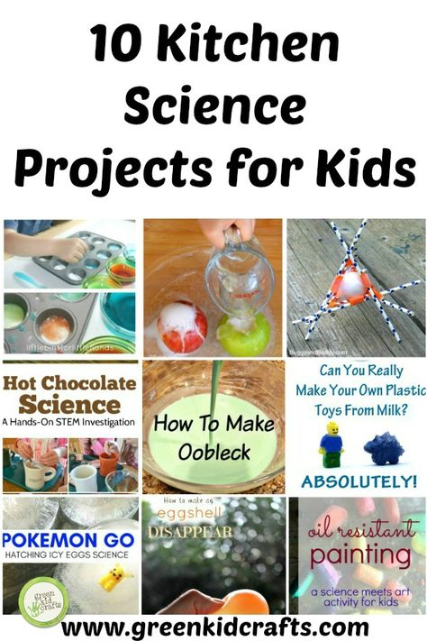 10 kitchen science projects for kids. Use kitchen tools and ingredients for hands on science experiements that get kids learning... Kitchen Chemistry, Kitchen Science Experiments, Chemistry For Kids, Green Crafts For Kids, Kitchen Science, Science Experiments For Kids, Experiments For Kids, Kid Experiments, Science Projects For Kids