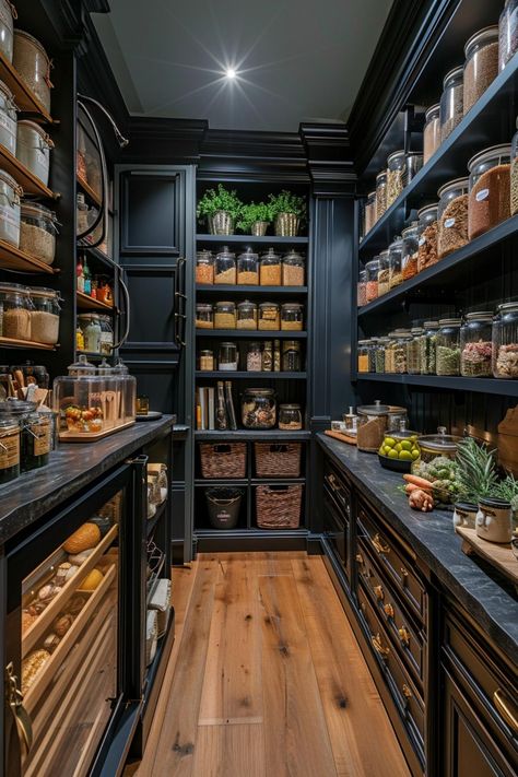 Beautiful custom luxury kitchen pantry. Modern Gothic Interior, Barndo Ideas, 2024 Manifestation, Pantry Ideas, Kitchen Pantry Design, Butler Pantry, Hus Inspiration, Manifestation Board, Pantry Design