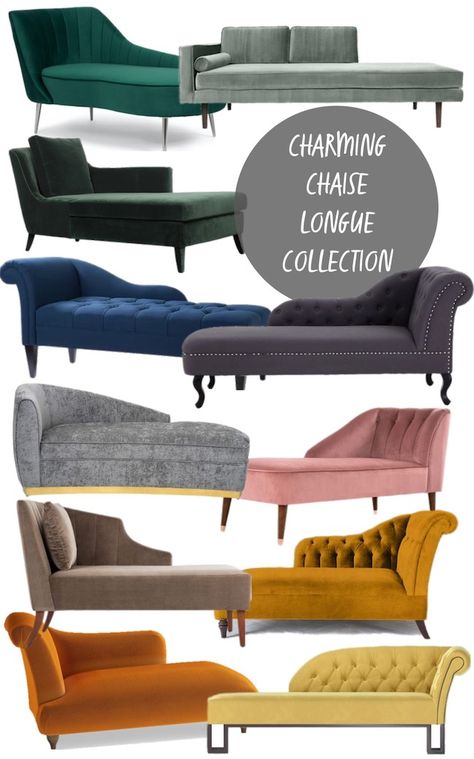 Chaise Lounge Sofa Living Room, Dewan Design Living Rooms, Colorful Chaise Lounge, Velvet Chaise, Chaise Longue Bedroom, Lounge Chaise, Bedroom Couches, Chaise Longue Living Room, Diwan Seating Living Rooms