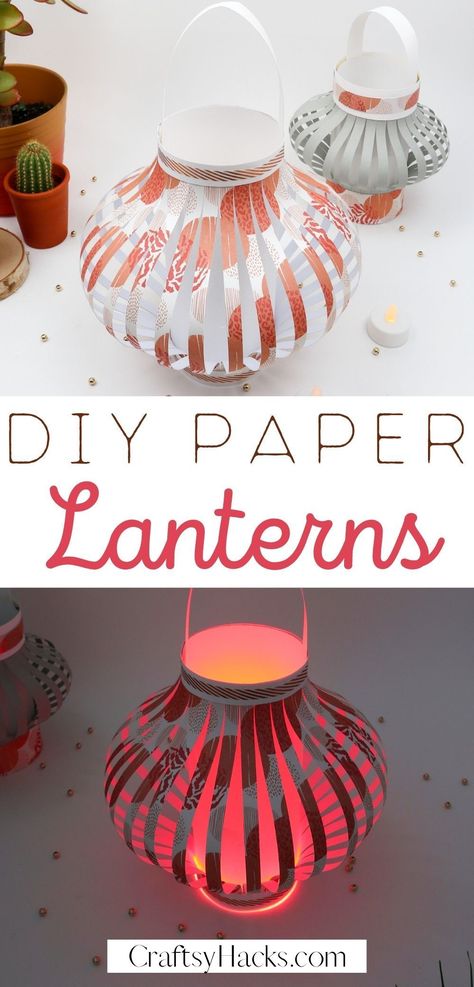 You can easily save more money on your DIY home decor when you create your own with low budget craft supplies. If you love crafting home DIYs you will love this DIY paper lanterns for your home. Paper Lantern Table Decor, How To Make Paper Lanterns Step By Step, Paper Lantern Decor Outdoor Party Ideas, Heart Lantern Diy, Asian Lantern Festival, Diy Fabric Lantern, Homemade Paper Lanterns, Decorating Paper Lanterns, Paper Chinese Lanterns Diy