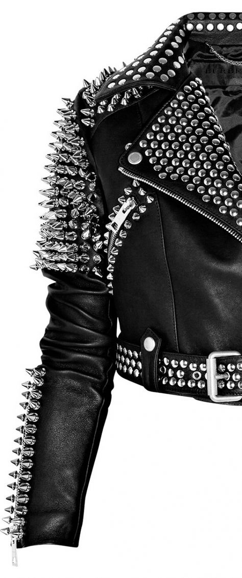 Clothing Alterations, Studded Leather Jacket, Rocker Girl, Biker Leather Jacket, Studded Jacket, Burberry Prorsum, Rocker Chic, Rock Chic, Cooler Look