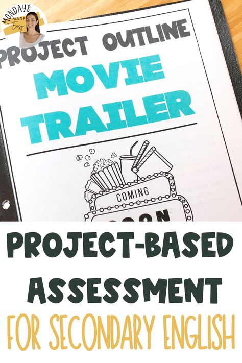 Movie trailers are the perfect project-based assessment for middle school or high school English Language Arts. They're also suitable for distance learning, making them an awesome alternative assessment or virtual end of the year project. In this blog post, you'll learn how to easily assign and assess movie trailers as a summative assessment. Try out this project-based learning assessment with your ELA students this semester! Creative English Projects High School, English Project Ideas For High School, Project Based Learning Middle School, High School Language Arts, High School Project, Book Reports, Middle School Lessons, Middle School Language Arts, 8th Grade Ela