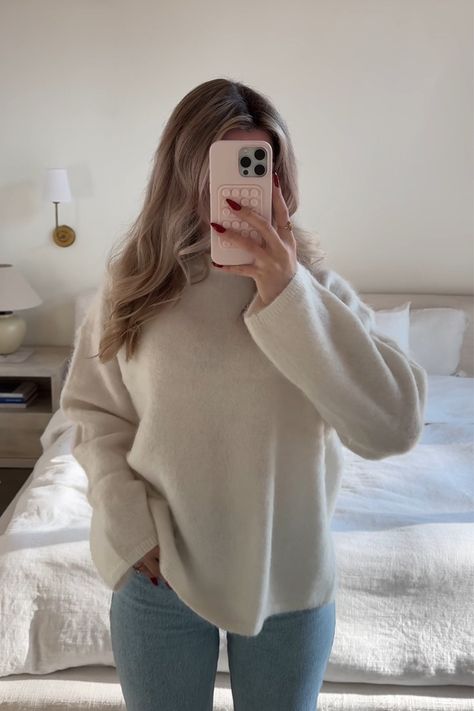 Oversized Mohair-Blend Sweater - … curated on LTK Oversized Beige Sweater Outfit, Oversized Beige Sweater, Beige Sweater Outfit, Cozy Sweaters Autumn, Knit Sweater Outfit, Sweater Outfit, Beige Sweater, Fall Sweaters, Oversized Sweater