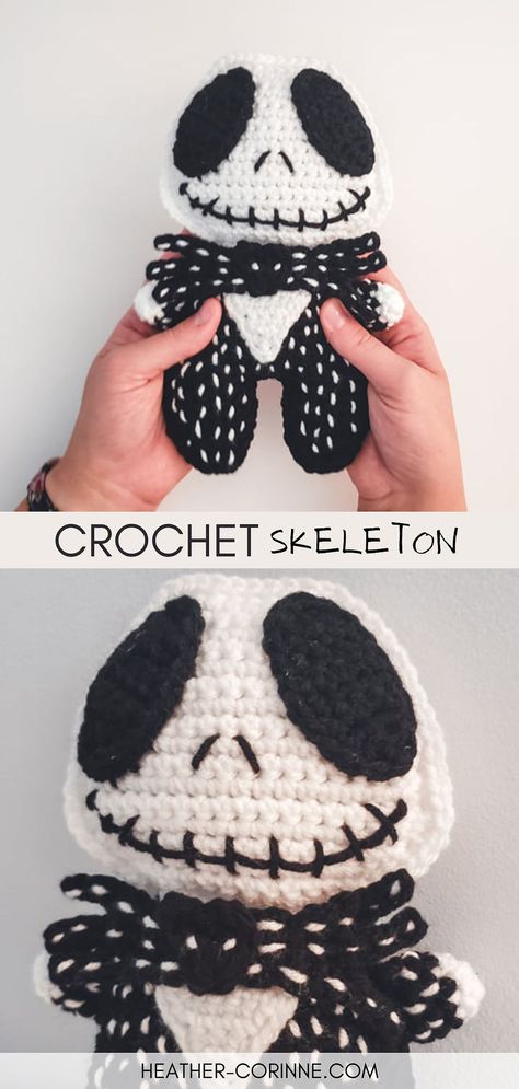 Skeleton Crochet, Crochet Skeleton, Spooky Crochet, Crochet Pattern Halloween, Halloween Amigurumi, Disney Crochet Patterns, Large Crochet Hooks, Christmas Crochet Patterns Free, Christmas Crochet Pattern