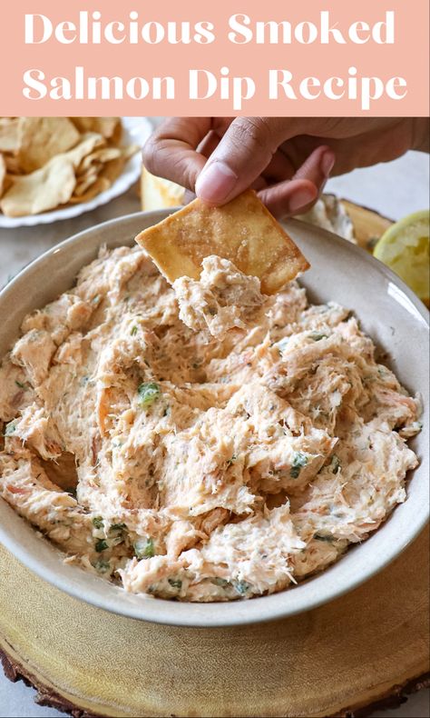 delicious Smoked Salmon Dip recipe is a creamy blend of smoked salmon, cheese, and herbs that will be a party favorite. With such a quick and easy prep, you will want to make this appetizer for every occasion! #salmon #smokedsalmon #dip #appetizerrecipes #appetizer Cream Cheese Smoked Salmon Dip, Healthy Smoked Salmon Dip, Smoked Salmon Rillettes Recipe, Hot Smoked Salmon Dip, Smoked Salmon Dip With Capers, Smoked Salmon Dip Recipes Cream Cheeses, Canned Smoked Salmon Dip, Smoked Pink Salmon Recipes, Smoked Salmon Appetizer Dips