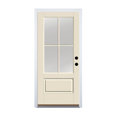 1950 Front Door, Exterior Back Door, White Storm Door, Fiberglass Patio Doors, Exterior Door Styles, Glass Entrance Doors, Wood Door Frame, White Front Door, Fiberglass Front Door