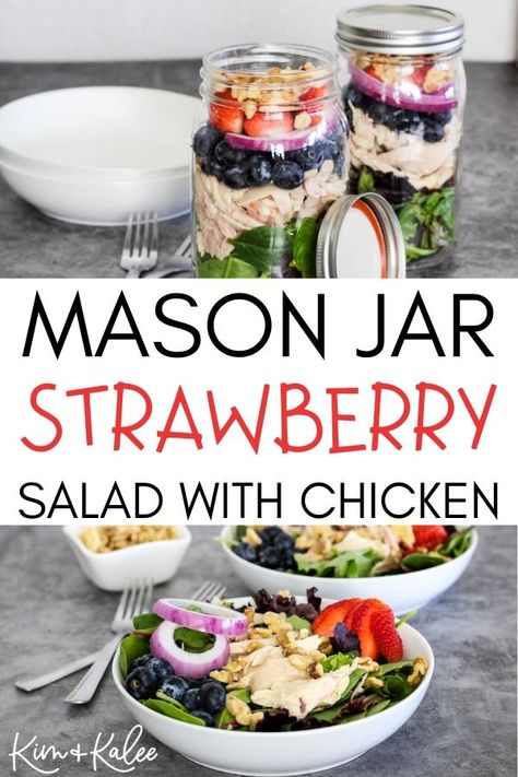 Jar Salad Recipes Vegetarian, Beautiful Salads, Mason Jar Lunch, Salad Jars, Salad With Walnuts, Strawberry Spinach Salad, Salad Jar Recipe, Clean Eating Vegetarian, Running Nutrition