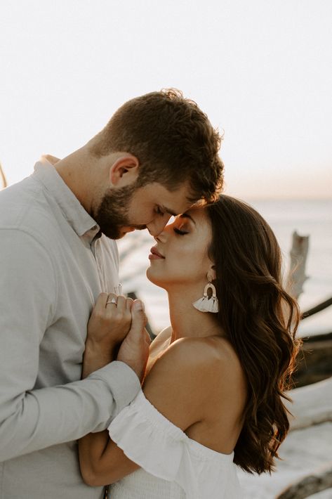 Driftwood Beach Engagement Photos, Driftwood Beach Photography, Couple Beach Poses, Wedding Anniversary Pictures, Beach Poses For Couples, Poses For Couples, Older Couple, Couple Beach Photos, Couples Pictures