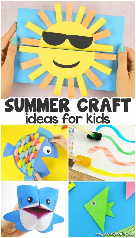 Summer crafts for kids. Lots of fun summer art and craft ideas for kids - from toddlers and preschoolers to kids in kindergarten and even older kids. Step by step tutorials for fun ideas, from paper toys, easy crafts, origami... Summer Craft Ideas, Summer Crafts For Toddlers, Speech Crafts, Summer Arts And Crafts, Summer Art Projects, Fun Summer Crafts, Fun List, Camp Crafts, Summer Craft