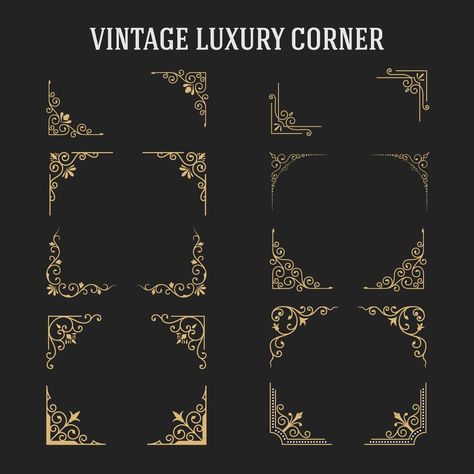 Corner Ornament, Wedding Badges, Ornament Vector, Victorian Frame, Vintage Borders, Corner Design, Ornament Frame, Arte Fantasy, Vintage Grunge