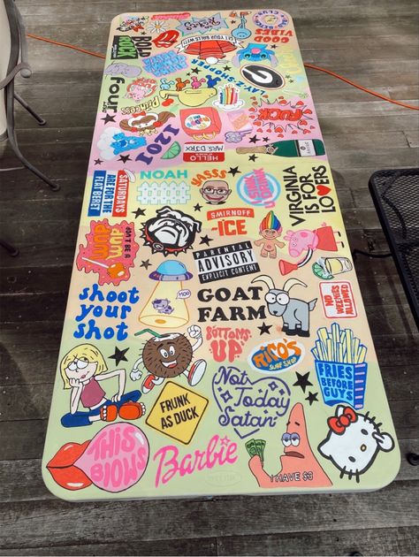 Tequila Beer Pong Table, Fun College House Decor, Paint Pong Table, Girly Pong Table Ideas, Cool Beer Pong Tables, Painted Beer Pong Table Designs, Paint Beer Pong Table, Beer Pong Table Template, Unique Pong Table Designs