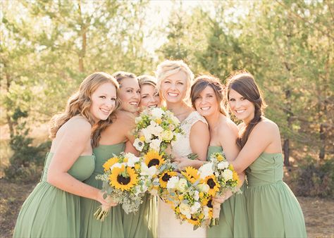 sage bridesmaid dresses, sunflower bouquets Sage Green Bridesmaid, Grecian Wedding Dress, Washington House, Green Bridesmaid Dress, Grecian Wedding, Red And White Weddings, Sage Bridesmaid Dresses, Sunflower Themed Wedding, Sunflower Wedding Bouquet