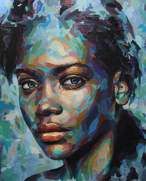 Josh Miels - Commission Abstract Portrait Painting, Frida Art, Portraiture Art, Afrique Art, Soyut Sanat Tabloları, Abstract Portrait, Painting Art Projects, Portrait Artist, Figure Painting