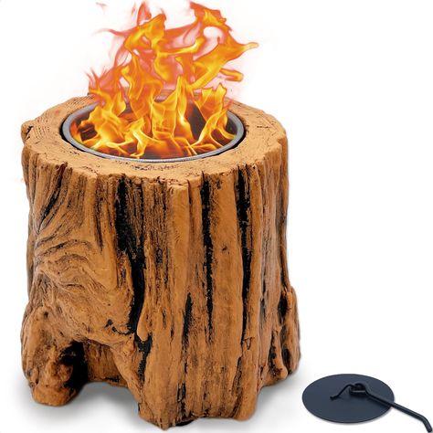 PRICES MAY VARY. 🍢UNIQUE & REALISTIC TREE STUMP DESIGN: SISETOP table fire pit is a beautiful rendition of a tree stump. The lovely realistic and decorative design is very eye-catching and perfect for adding a conversation for any occasion. The personal fire pit complements the natural and rustic themes you encourage in your home decor, giving you a natural feel. This table top fireplace also can hold candles in place when you are not using it, creating a unique ambiance for all nature lovers. Smores Fire Pit, Table Fire Pit, Table Top Fire Pit, Indoor Smores, Smores Maker, Table Fire, Indoor Fire Pit, Tabletop Fire Pit, Tree Stump Table