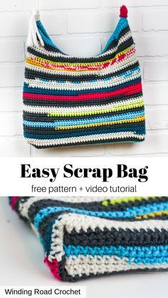 you will love making this rag rug style crochet scrap bag. Pattern by Winding Road Crochet. Tote Crochet, Diy Tricot, Scrap Yarn Crochet, Leftover Yarn, Handbags Patterns, Crochet Bag Pattern Free, Crochet Market Bag, Crochet Handbags Patterns, Bag Tutorial