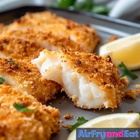 Air Fryer Cod Panko: Easy Recipe (Crispy) | AirFryAndEat Panko Cod Air Fryer, Panko Fish Air Fryer, Fried Cod Fish Recipes Air Fryer, Baked Cod In Air Fryer, Breaded Cod Air Fryer, Parmesan Crusted Cod Air Fryer, Cod Recipes Fried, Breaded Fish In Air Fryer, Air Fried Cod Fillets