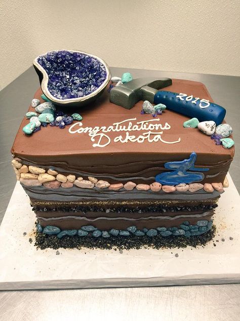 Geology Cake, Mining Birthday Party, Science Cake, Rock Cake, Geode Cake, Fancy Cakes, Creative Cakes, Cute Cakes, Cakes And More