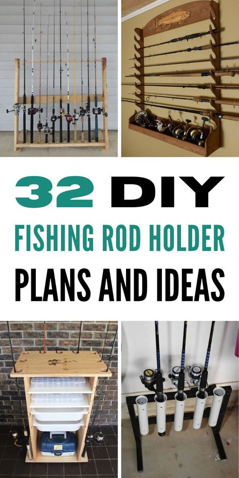 The fishing rods when not properly stored then it can take up quite a bit of space either in your garage or your house. With these 32 DIY fishing rod holder plans and ideas, we ensured you now no longer have this issue. Read more! Fishing Pole Holder Diy, Pvc Fishing Rod Holder, Diy Fishing Pole, Diy Fishing Rod Holder, Diy Fishing Gear, Fishing Gear Organization, Fishing Pole Rack, Diy Fishing Rod, Fishing Pole Storage