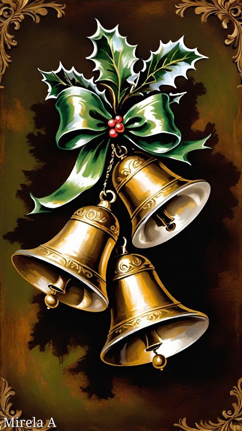 Bells Painting, Christmas Bells Art, Christmas Bells Clipart, Christmas Bells Drawing, Christmas Bells Watercolor Painting, Origami Crafts Diy, Christmas Drawing, Origami Crafts, Christmas Bells