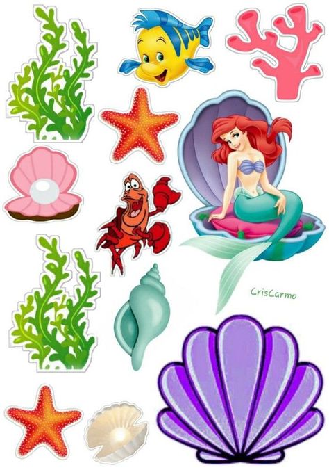 Ariel Cake Toppers, Little Mermaid Cake Topper, Birthday Party Mermaid, Mermaid Happy Birthday, Ariel Birthday Party, Diy Cake Topper Birthday, Photo Cake Topper, Little Mermaid Cakes, Mermaid Birthday Party Decorations