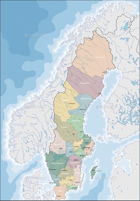 Map of Sweden Scandinavian Country, Kingdom Of Sweden, Scandinavian Countries, Free Maps, Information Graphics, Gothenburg, Location Map, Northern Europe, Baltic Sea