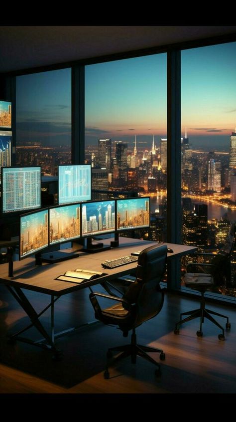 Modern corporate office with a side view of screens displaying financial data Vertical Mobile Wallpaper AI Generated Modern Corporate Office, Office Wallpaper, Corporate Office, Large Windows, Side View, Mobile Wallpaper, The Modern, Siding, For Free