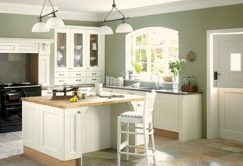 Get inspired with the 7 best colors for any #Kitchen! #FreshenUpYourHome http://homerenovations.about.com/od/kitchendesign/tp/BestKitchenColors.htm Sage Green Kitchen Walls, Blue Green Kitchen, Green Kitchen Walls, Best Kitchen Colors, Trendy Kitchen Colors, Paint For Kitchen Walls, Sage Green Kitchen, Kitchen Wall Colors, Kitchen Colour Schemes