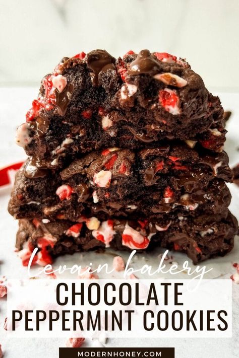 Levain Gingerbread Cookies, Chocolate Peppermint Chip Cookies, Chocolate Cookies With Peppermint Chips, Double Chocolate Peppermint Cookies, Peppermint Chocolate Cookies, Chocolate Peppermint Cookies Recipe, Hermit Cookies, Peppermint Chocolate Chip Cookies, Peppermint Cookie Recipe