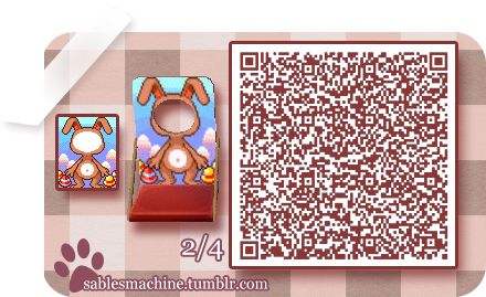 Bunny standee Acnl Standee Qr Codes, Acnl Qr Codes, Motif Acnl, Tiles Designs, Animal Crossing New Leaf, Ac New Leaf, Happy Home Designer, Purple Pansy, Bunny Face