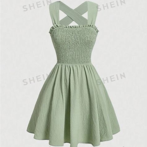 Shein Mod Sage Green New With Tag Xs Green School Dress, 7th Grade Dance Dresses Middle School, Spring Dance Dresses Middle School, Sage Clothing, Cotillion Dresses, Short Green Dress, School Dance Dresses, Sage Green Bridesmaid Dress