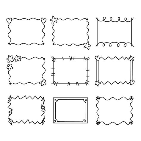 Hand drawn doodle frames collection | Premium Vector #Freepik #vector #doodle-frame #hand-drawn-frame #assortment #hand-drawn Small Flower Drawings, Frame Doodle, Picture Borders, Frame Drawing, Scrapbook Vintage, Creative School Project Ideas, Doodle Borders, Doodle Frame, Doodle Frames