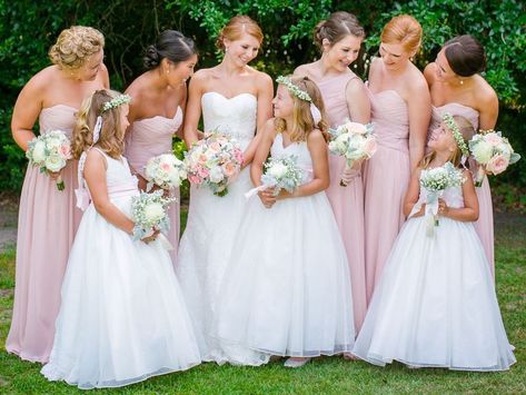 Having Junior Bridesmaids? Here's What You Need to Know | TheKnot.com Junior Bridesmaid Photos, Bridesmaids And Flower Girl, Jr Bridesmaid, Bridesmaid Pictures, Junior Bridesmaids, Bridesmaid Duties, Stunning Bridesmaid Dresses, Dresses By Pattern, Wedding Vow