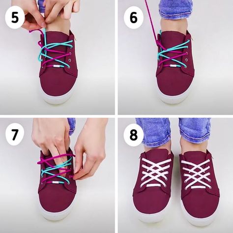 If you’re bored of always wearing the same sneakers and want to give them a nice, unique detail without spending time and money, you’ve come to the right place. There are several ways to tie laces that will make them look like no one else’s. 5-Minute Crafts will show you how to give that personal and eye-catching touch to your sneakers. No Show Shoe Laces How To Tie, Ways To Tie Laces, Ways To Lace Shoes, Lace Shoes, How To Give, Lacing Sneakers, 5 Minute Crafts, Tennis Shoes, Shoe Laces